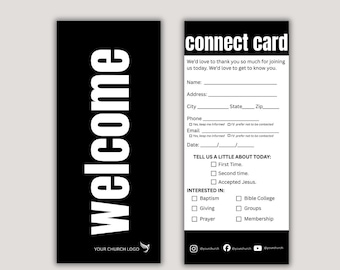 Modern Church Connect Card Template | Editable Canva Welcome Card (Instant Download)