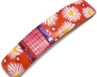 Pasador para el cabello de arcilla polimérica XL: pinza francesa floral para cabello grueso