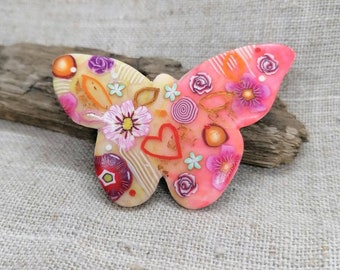 Butterfly Brooch Butterfly pin Christmas gift for her, lovely handmade brooch in polymer clay, perfect gift for butterfly lovers