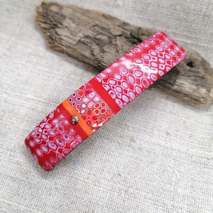 Red Polymer Clay Barrette: Handmade Hair Clip for Thin Hair