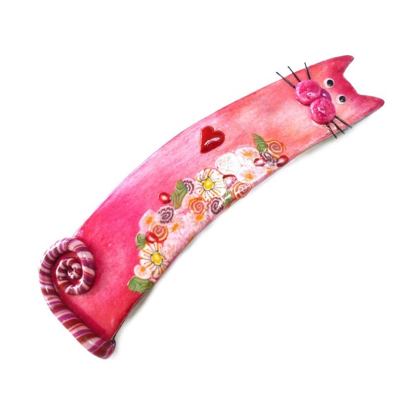 Barrette rose pour cheveux de chat faite main, faite main pour cheveux longs