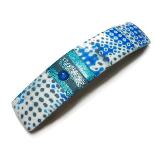 Blue Small Hair Barrette for Thin Hair Handmade in polymer clay, gift for a girl and a woman