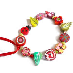 Beaded Stretch Bracelet for little girl Fairy Bracelet for child with handmade beads, artisan gift idea for little girls image 1