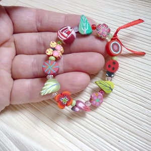 Beaded Stretch Bracelet for little girl Fairy Bracelet for child with handmade beads, artisan gift idea for little girls image 3
