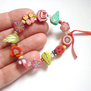 Beaded Stretch Bracelet for little girl Fairy Bracelet for child with handmade beads, artisan gift idea for little girls image 10