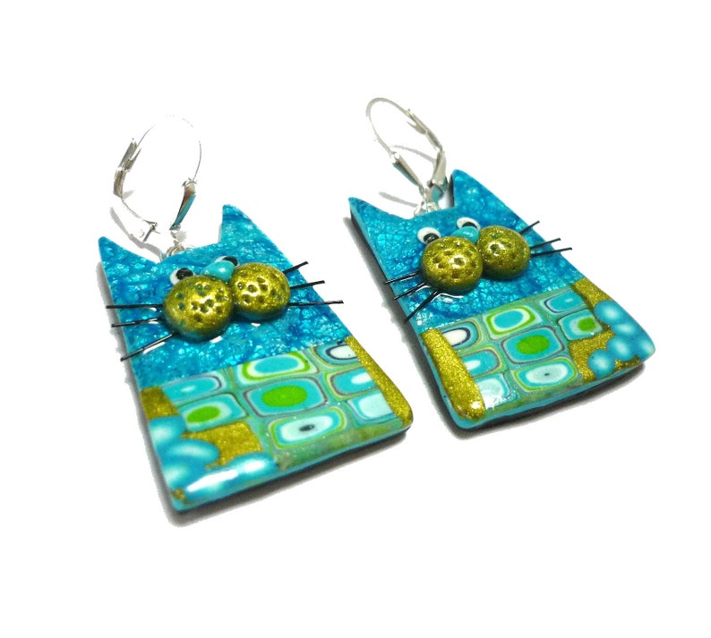 Cats earrings handmade in polymer clay Gift for cats lover gift for woman or girl
