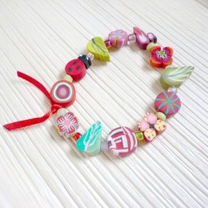 Beaded Stretch Bracelet for little girl Fairy Bracelet for child with handmade beads, artisan gift idea for little girls image 5