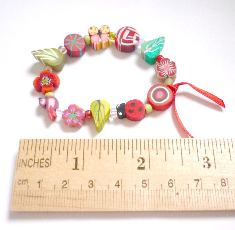 Beaded Stretch Bracelet for little girl Fairy Bracelet for child with handmade beads, artisan gift idea for little girls image 4