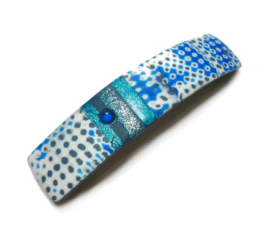 Blue Small Hair Barrette for Thin Hair Handmade in Polymer Etsy