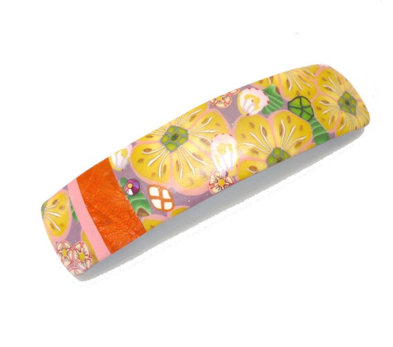 Small Hair Barrette For Thin Hair Yellow Orange Small French Etsy