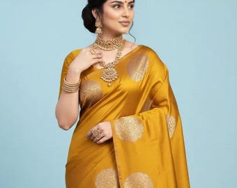 Woven Banarasi Kanjivaram Cotton Silk Saree | Indian Festive Outfit