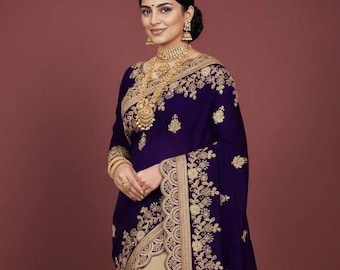 Embroidered Bollywood Silk Blend Saree – Women’s Art Silk Partywear, Festival & Wedding Outfit