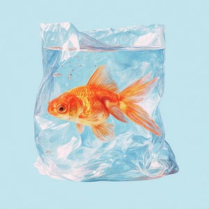 Watercolor Goldfish Prints Set: Aquatic Home Decor (Digital Download, 4 PNGs)