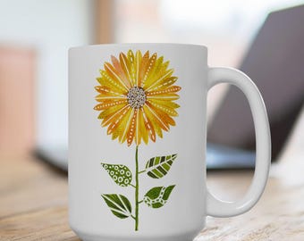 Abstrakte Sonnenblume Kaffeebecher Idee Geschenk für Teetrinker Küche Dekor modernen Stil Schreibtisch Accessoire Bürotasse Keramik Kunststück Display Home