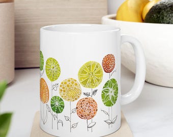 Aquarell Blumenbecher für Küche Kaffeetasse für Matcha-Tee-Liebhaber Geschenkidee für Künstler Geschenk Trinkgefäß für Wohnkultur Akzent abstrakte Kunst