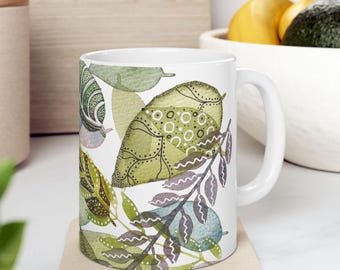 Botanische Kaffeetasse für Büro-Schreibtisch-Accessoire für die Küche Dekorationsstück für die Wohnkultur Akzent Blatt Design Natur inspirierte Morgentasse