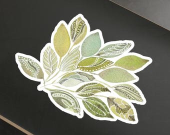 Abstraktes Aquarell Blatt Aufkleber Design Natur Kunst Aufkleber Vinyl Natur Inspiriert Botanische Dekor Matte Finish Wasserdicht Outdoor Aufkleber