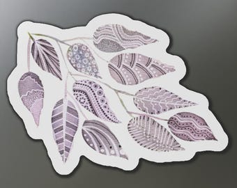 Blatt Magnet Küche Dekor lila Geschenkidee für Naturliebhaber künstlerische Kühlschrank Dekor botanische Kunst abstraktes Aquarell handgemaltes Design