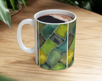 Geometrische Aquarell Tasse Morgen Routine Selbstfürsorge Kaffee Liebhaber Geschenk Idee Künstlerisch Trink Geschirr Küche Accessoire Schreibtisch Matcha Tasse Teegefäß