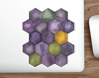 Aquarell Wabe Aufkleber Vinyl Hexagon Aufkleber Geometrisches Design Laptop Dekoration Kunst Natur Inspiriert Honigbiene Liebhaber Geschenk Fenster Dekoration