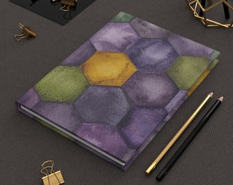 Aquarell Journal Hardcover Künstlerisches Tagebuch Schreiben Ästhetisches Design Wabenmuster Hexagon Notebook Geschenk für Bienenliebhaber Natur Inspiriert