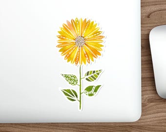 Wasserfest Vinyl Sonnenblume Aufkleber Abstrakt Aquarell Natur Inspiration Geschenk Laptop Aufkleber Journal Dekoration Hydroflask