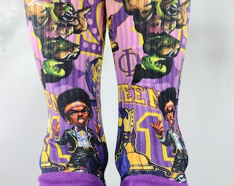 Omega Psi Phi Fraternity Designer Footwear. Custom made to order sockwear.