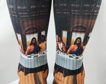 Calzini personalizzati per adulti con l'Ultima Cena, calzini con foto personalizzati, regali personalizzati, calzini con foto, calzini divertenti, calzini con il viso, calzini commemorativi