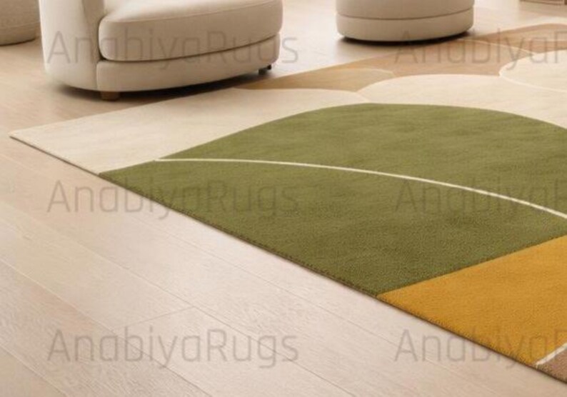 Hand Tufted Wool Area Rug, Modern Abstract Geometric Design - Etsy