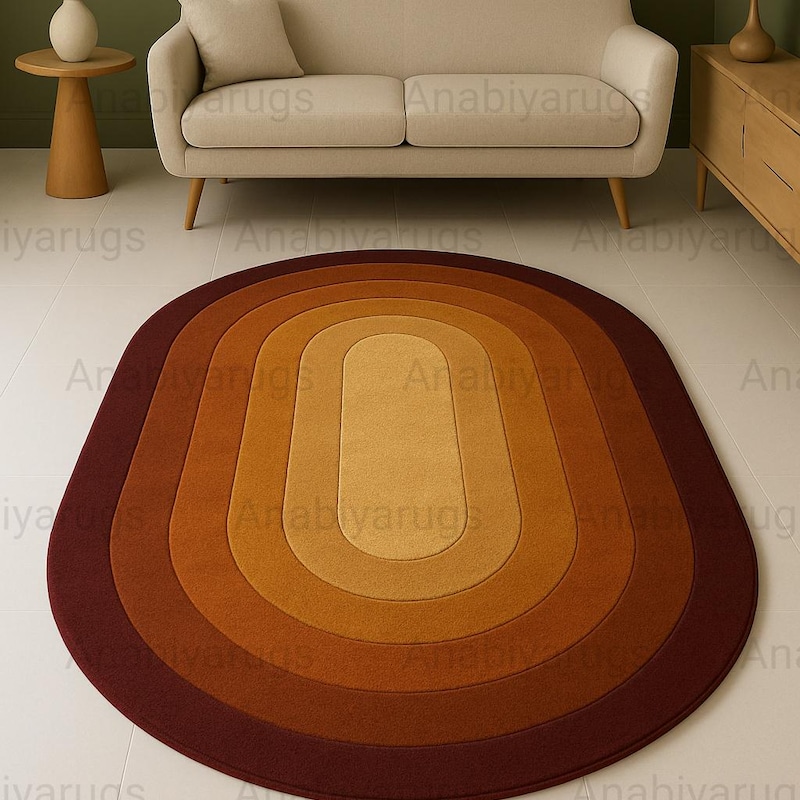 Oval Modern Retro Rug - Etsy