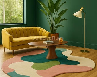 Handgetufteter moderner Teppich unregelmäßige Wollteppiche für Wohnzimmer Schlafzimmer Küche Kinderzimmer Eingangsbereich Büro 5X8 6X9 8X10 9X12 10X14 Individueller Teppich