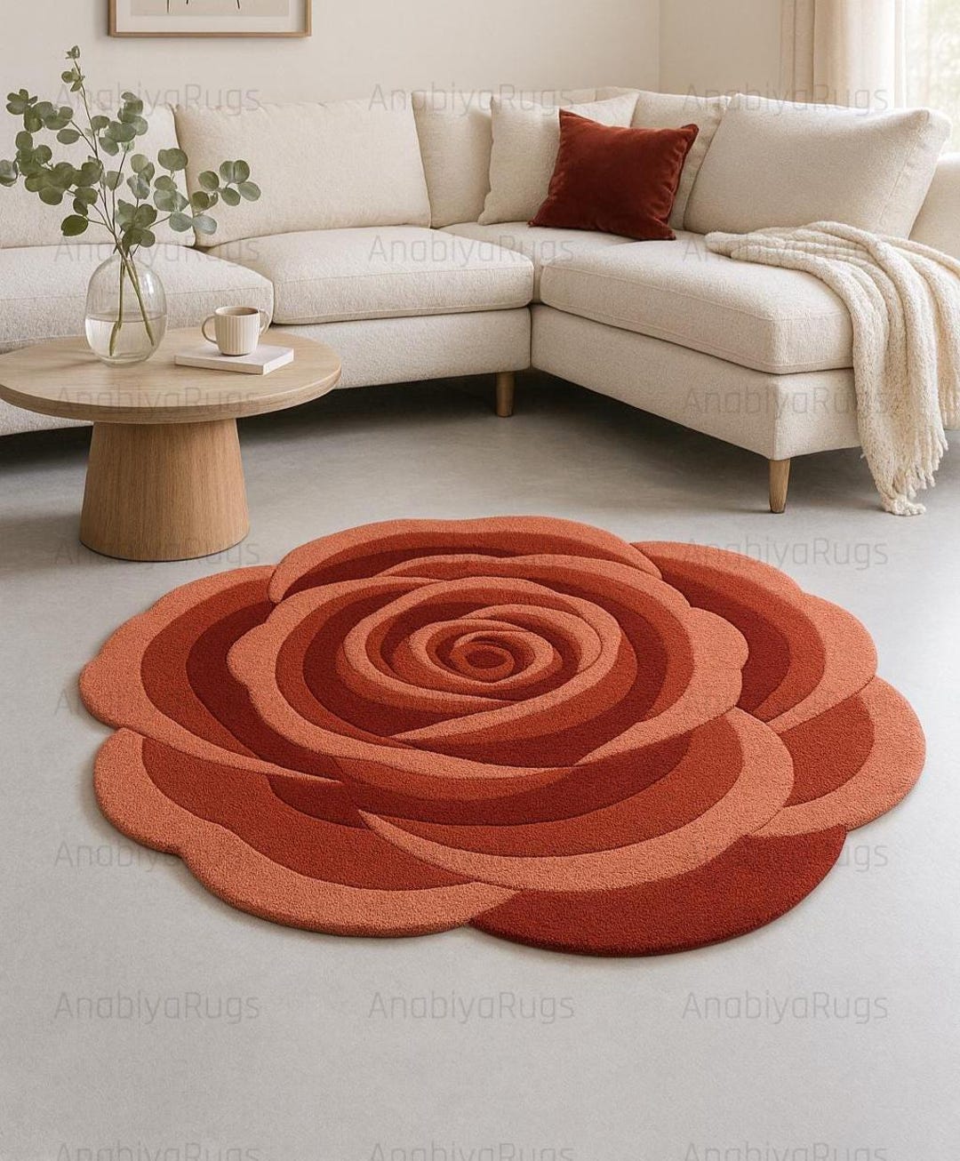 Red Or Roses Area Rugs Luxurious Round Rose Rug With Red Rose Design - Bold Floral Carpet ...