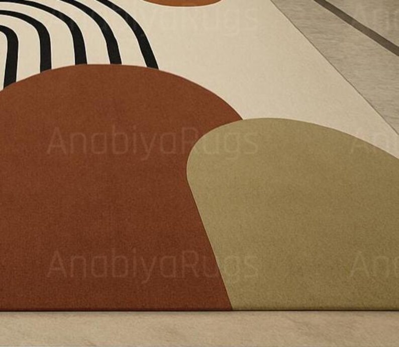 Rothko Style Area Rug: Beige Gradient, Rust Abstract, Non-slip 9x12ft ...
