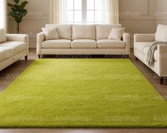 8x10 milano green area rug -Modern Abstract solid plain Rug handmade for livingroom bedroom hall 9x12 10x14 12x15.
