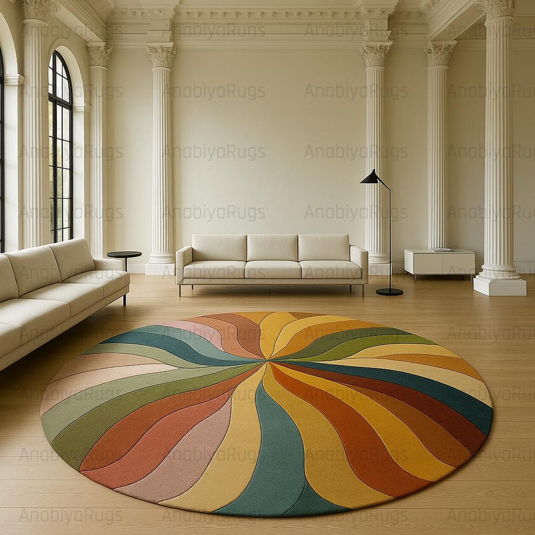 Eternal Trellis Round Wool Rug, Hand Tufted Circle Carpet, Modern ...