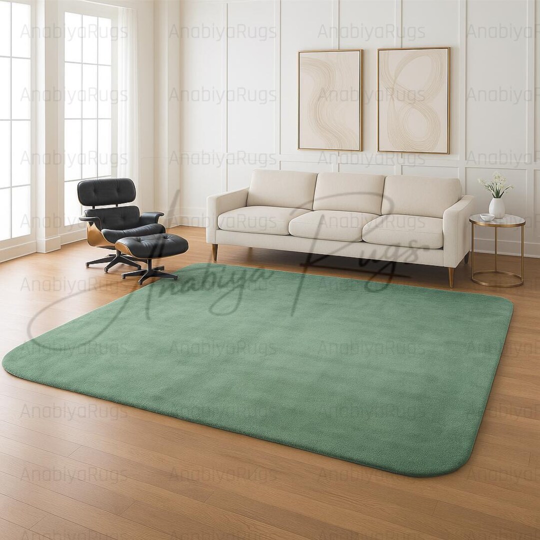 Solid Green Rug Hand Tufted Rug Solid Green Wool Area Rugs for Livingroom Bedroom ...