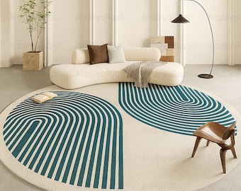 Handmade Wool Felt Round Rug: Minimalist White Rug for Nursery, Living Room