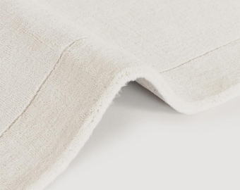 7x10' Hand Loomed Cut Loop Pile White Wool Area Rug, Modern Plush Carpet for Living Room, Bedroom, Minimalist Home Decor