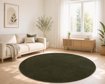 Hand Tufted Dark Green Solid Wool Area Rug for living Room or Home Decor