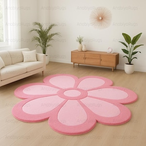 70s Daisy Flower Rug, Danish Pastel Decor, Mid Century Daisy Rug, Daisy Carpet, Floral Daisy Decor Area Rug, College Dorm Daisy Decor 5x5ft,