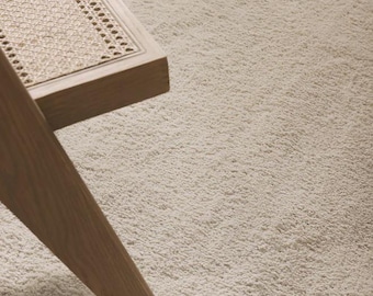 Flokati Rug Style Off White Natural Undyed 100% Wool Shaggy Area Rug, Hand Tufted Rug Christmas Gift