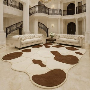 Hand Tufted Wool Rug: Beige Brown Abstract Design, 8x10 9x12