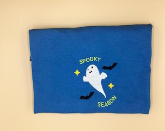 Halloween-geborduurd T-shirt spookachtig seizoen Ghost