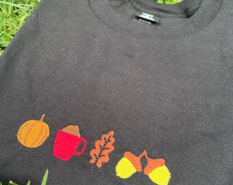 Gezellige herfst geborduurde T-shirt