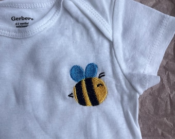 Bumble Bee geborduurde baby-outfit, handgemaakte 100% katoenen baby-outfit, bijenromper, Honey Bee gezellige babykleding, Gerber Onesie-merk