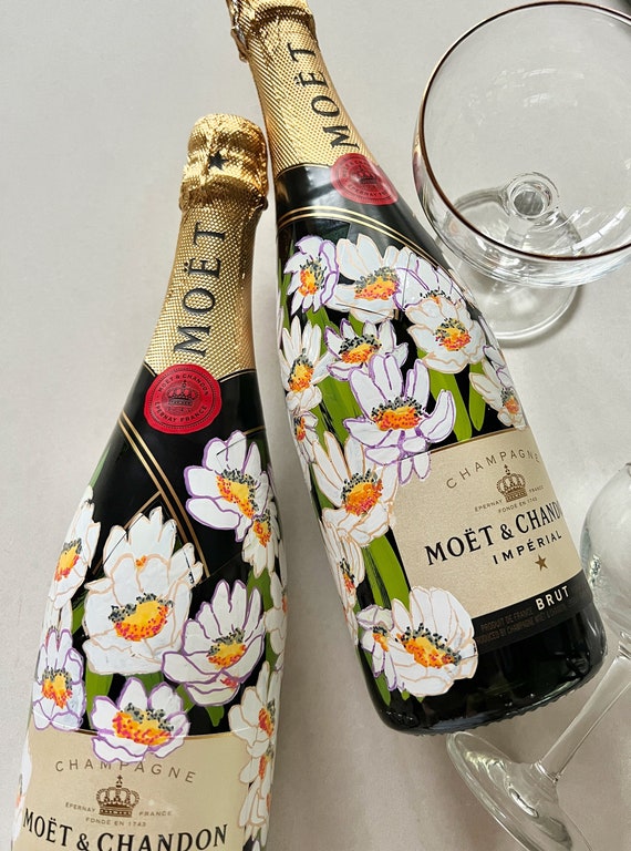 Custom Hand Painted Champagne Bottle 750ml for Wedding Etsy