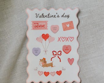 Pegatinas de acuarela de San Valentín / Corazones, Notas de amor, Álbum de recortes, Planificador