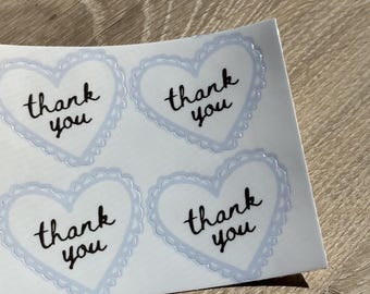 Pegatinas de corazón de agradecimiento: brillantes, resistentes al agua, troqueladas de 3,8 cm