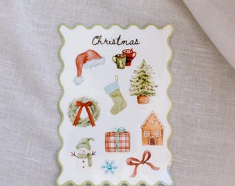 Hoja de pegatinas navideñas de acuarela Merry Magic // Pegatinas festivas pintadas a mano para agendas, álbumes de recortes y envoltorios de regalo