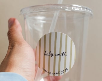 Pegatinas personalizadas para baby shower / Etiquetas de recuerdo a cuadros o rayas